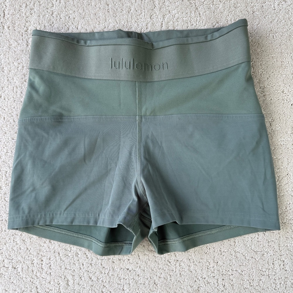 Lululemon License to Train High-Rise Short 2" Women 14 Grey Eucalyptus Logo - Picture 1 of 9